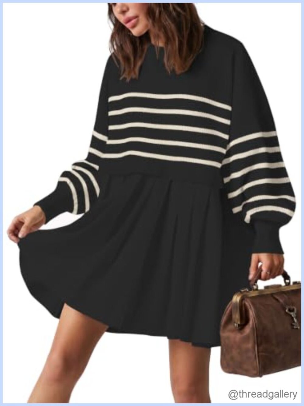 Oversized Sweater Dress Mini Crewneck Pullover Long Sleeve Relaxed Fit